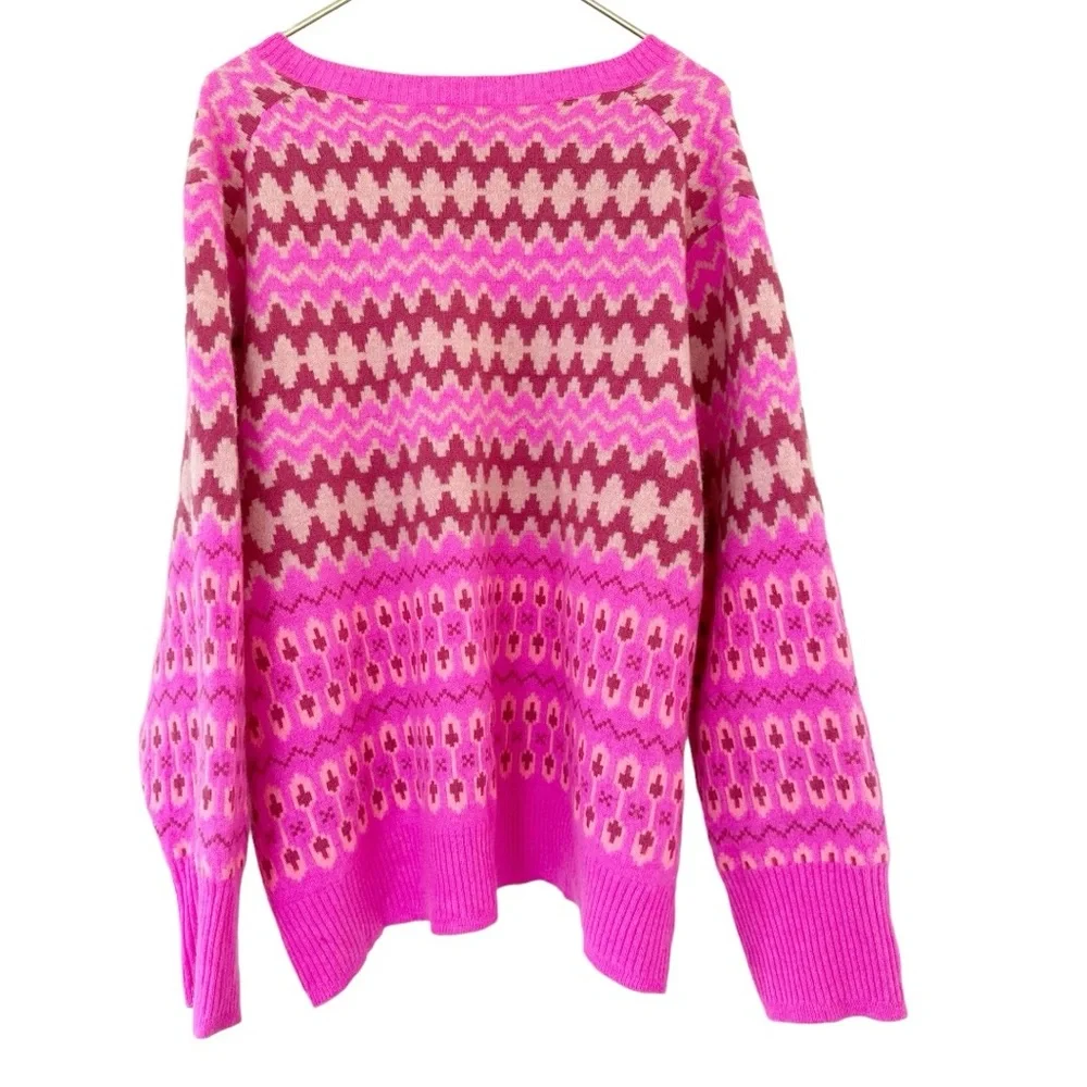 J. Crew • Cashmere Cropped Fair Isle V-neck Sweater - Picture 2 of 15